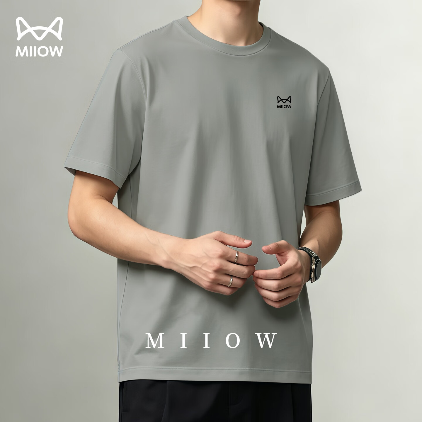 猫人（MiiOW）速干短袖t恤男2026夏季新款户外跑步透气上衣训练健身冰丝速干衣 豆灰色 【冰丝速干】 4XL /195(200-220斤）