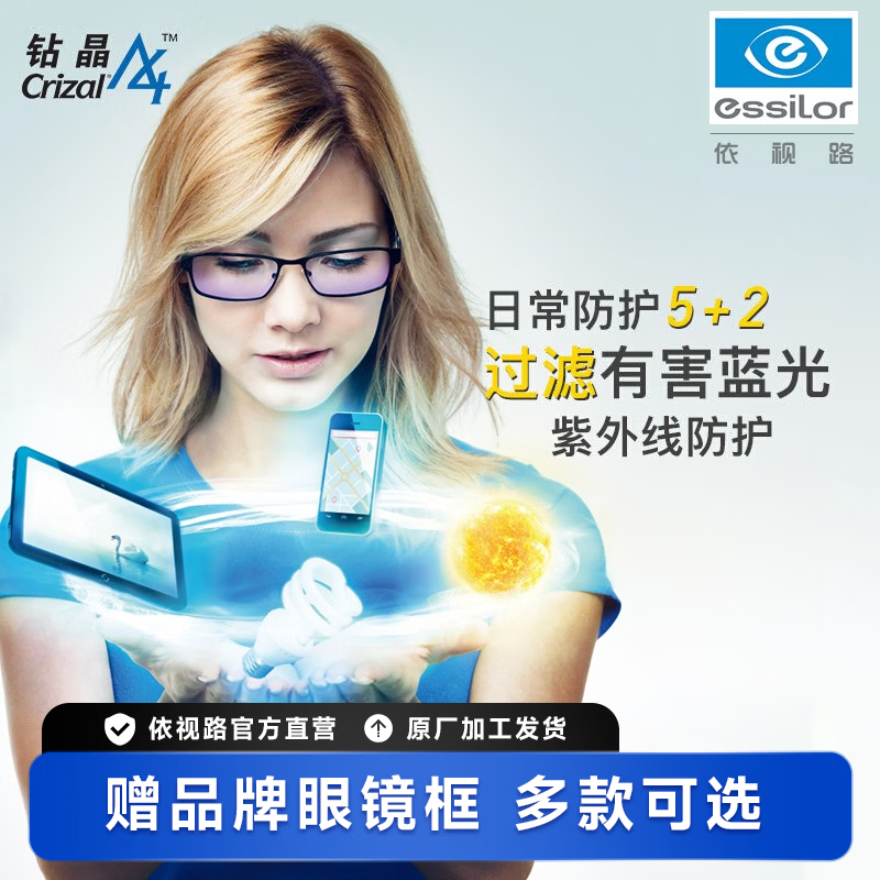 依视路近视眼镜订制A4系列1.56镜片850度以内 拍下179元 - 86线报