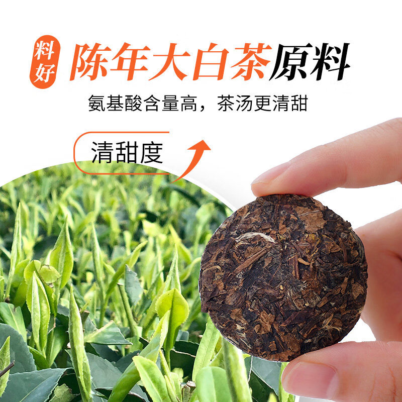 天福茗茶白茶贡眉小饼 福鼎白茶饼紧压茶叶 新品居家茶小团饼