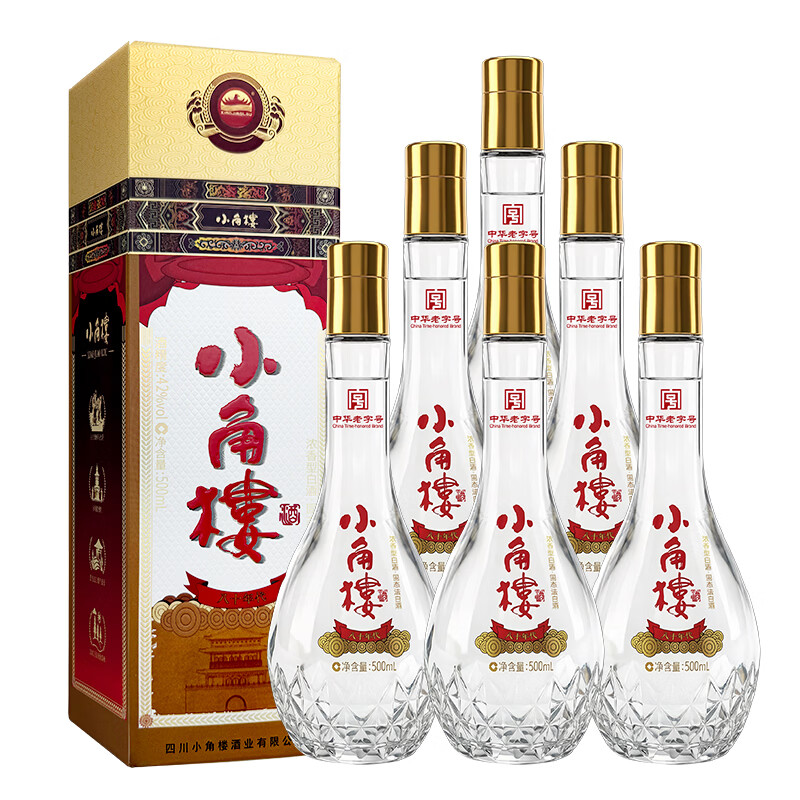 小角楼川酒 浓香型白酒 中华老字号 粮食酒 自饮宴席送礼 42度 500mL 6瓶 八十年代 整箱