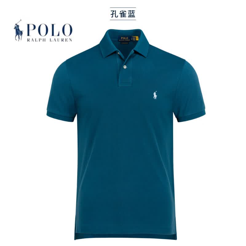 RALPH LAUREN 拉夫劳伦拉夫劳伦男装POLO衫男高端休闲纯棉翻领夏季短袖保罗RL大码T恤 花灰 S 100-130斤 160-170cm