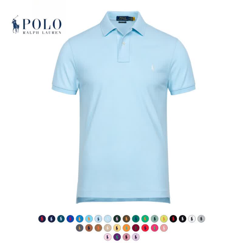 RALPH LAUREN 拉夫劳伦拉夫劳伦男装POLO衫男高端休闲纯棉翻领夏季短袖保罗RL大码T恤 花灰 S 100-130斤 160-170cm