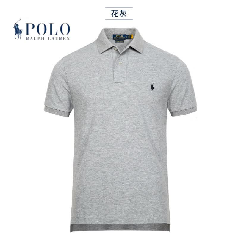 RALPH LAUREN 拉夫劳伦拉夫劳伦男装POLO衫男高端休闲纯棉翻领夏季短袖保罗RL大码T恤 花灰 S 100-130斤 160-170cm