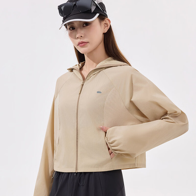 蕉下（beneunder）轻薄防晒衣女款防紫外线速干防晒服凉感透气防泼水外套 【26年TS400短款】沙杏咖感抗皱休闲 L