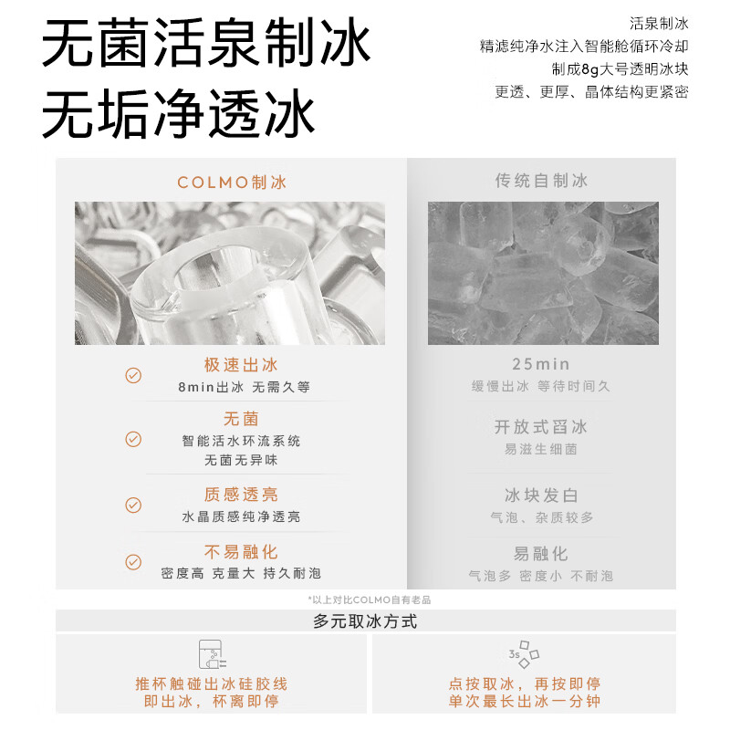 COLMO北极星小冰钻净水器C11 政府补贴冰块加热净水机家用台式免安装净饮机 冷热一体即热CWHOTB-C11