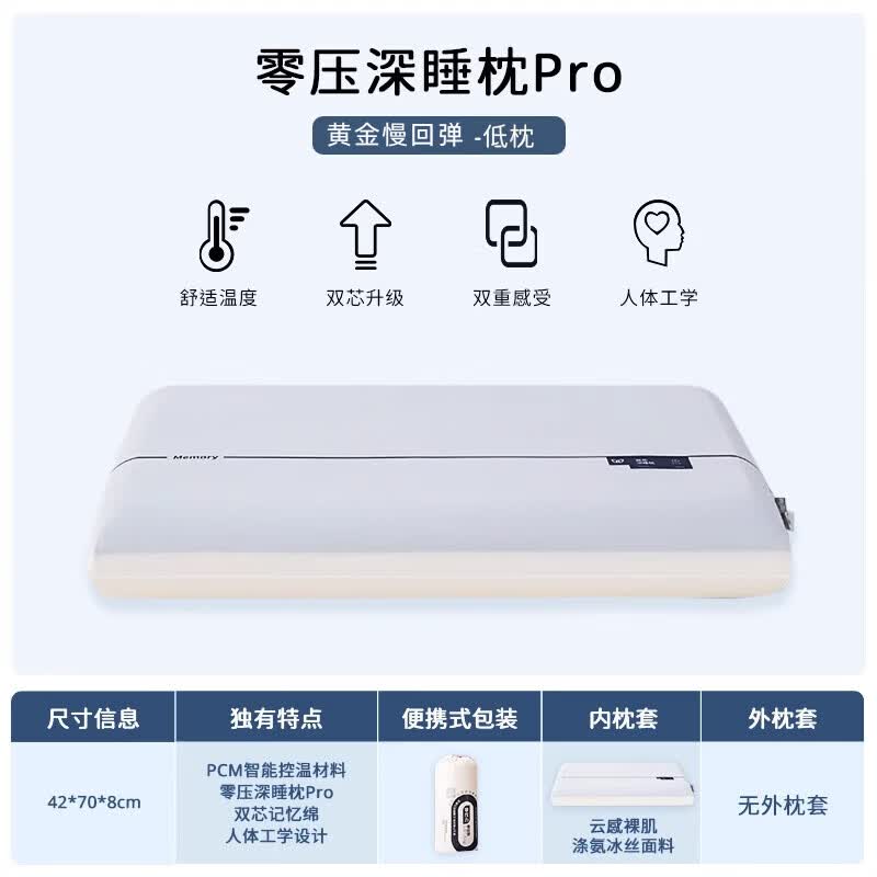 亚朵云栖深睡枕pro1.0枕头慢回弹酒店记忆枕成人助睡眠颈椎枕带枕套护颈枕 深睡枕Pro1.0【8cm】 中枕 单只