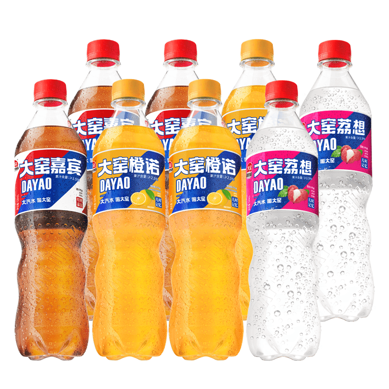 大窑吴京代言大窑汽水果味碳酸饮料520mL*8瓶气泡水果汁嘉宾饮品荔枝 嘉宾3瓶+橙诺3瓶+荔想2瓶