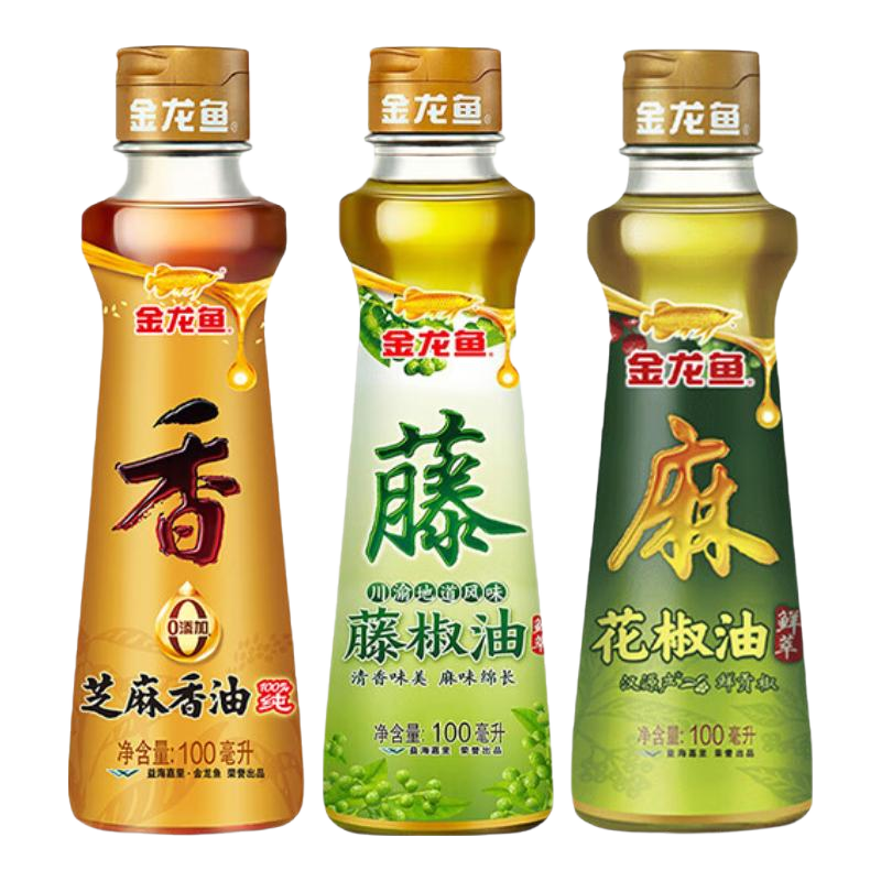 金龙鱼 藤椒油 鲜椒鲜萃 米线麻辣烫 凉拌菜拌面调料调味 川渝地道风味 100mL*3瓶