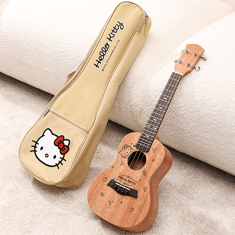 OTHER/其他Hello Kitty联名尤克里里 送琴包儿童初学者可爱小吉他 helloKitty尤克里里23寸(原木色)