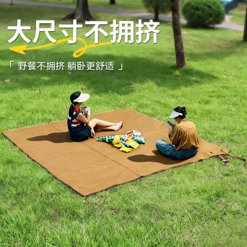 GERTHRON德国加厚防水防潮地垫耐磨牛津布户外露营野餐垫便携小巧耐磨 【高弹PVC防水牛津】焦糖色 200*210CM-加厚舒适坐躺(6-8人)