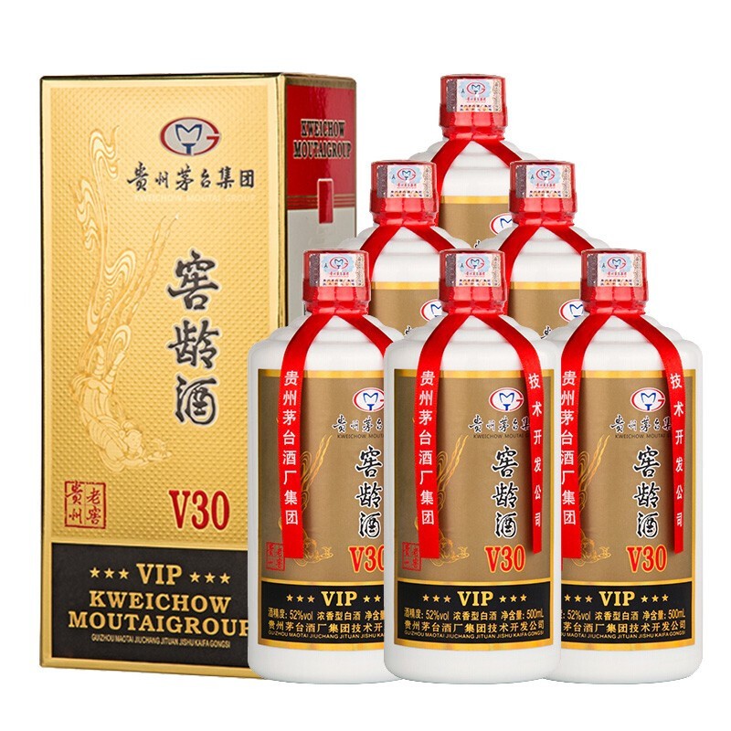 贵州茅台集团 窖龄酒V30 52度浓香型白酒  礼盒装 500ml *6瓶 整箱装