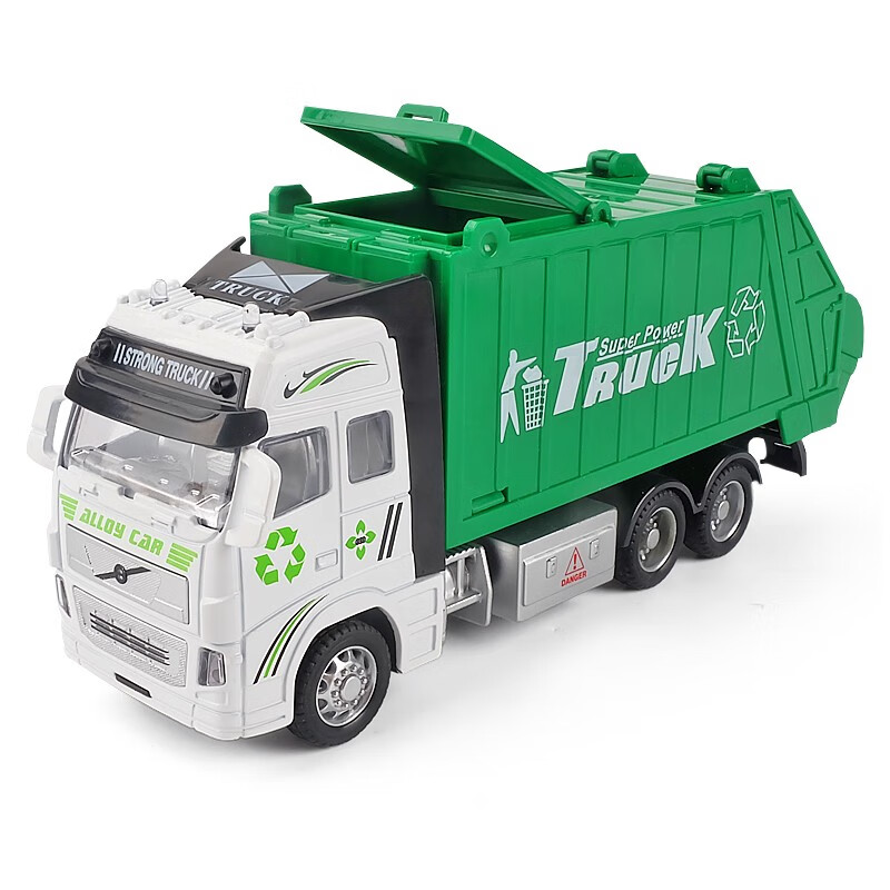 卡威（KIV）1/32仿真环卫车模型环保垃圾运输车玩具合金儿童玩具车男孩耐摔 垃圾车 绿色