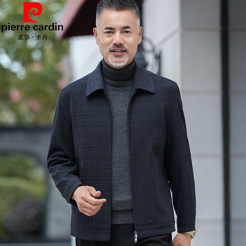 皮尔卡丹品牌男装爸爸秋装外套中老年男士夹克50老爸60岁70老人80爷爷