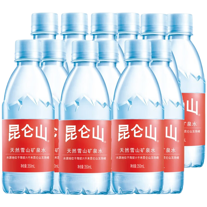 昆仑山雪山矿泉水饮用天然弱碱性350ml*12瓶高端矿泉水 350ml*12瓶【便携装12瓶】
