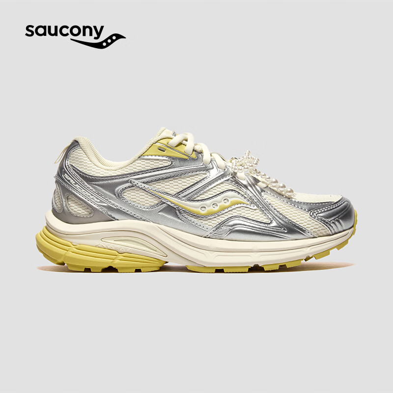SAUCONY索康尼女款26夏季KINVARA 4 PICNIC系列运动休闲鞋 银黄 37.5