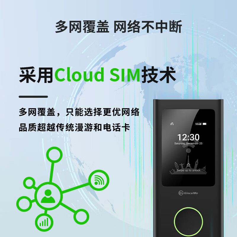 GlocalMe全球出国WiFi5G高速打游戏便携随身无线零漫游免插卡出国旅游出差留学专用 黑色 国内1500G+国外单国100G