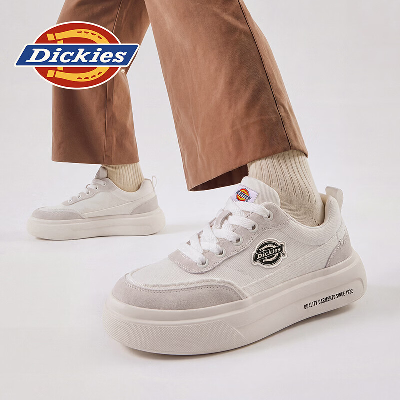 Dickies品牌男鞋2026秋季新款厚底透气复古百搭增高防滑耐磨休闲运动板鞋 米灰 42