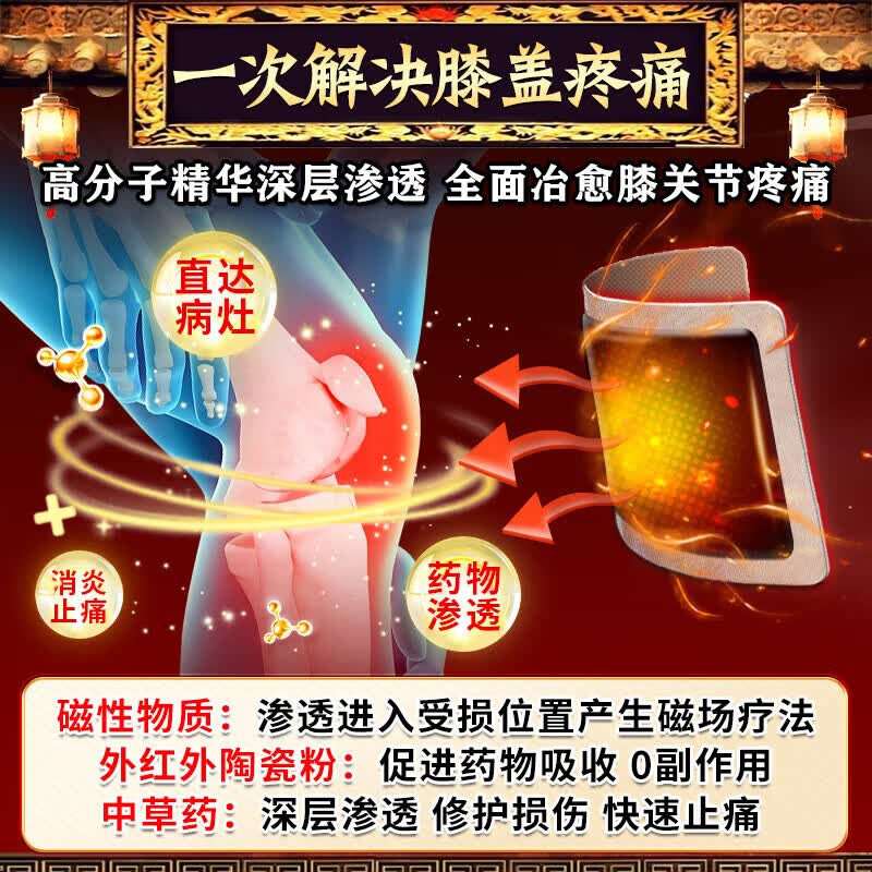 南京同仁堂膝盖疼痛专用膏药中老年膝关节疼痛药膝盖积液关节炎滑膜炎热敷贴 特强效一盒【白云山膝盖贴】 膝关节肿胀半月板损伤修复