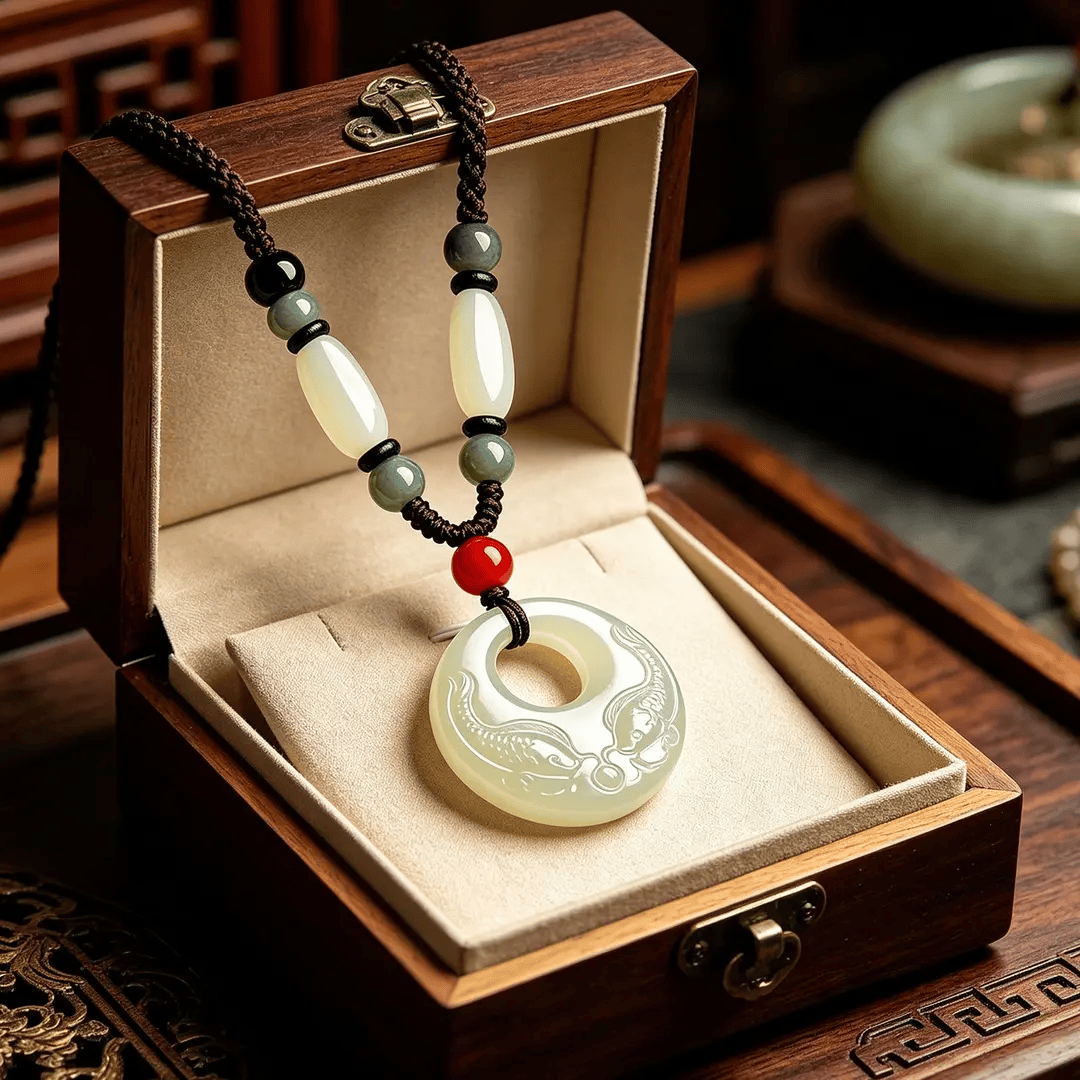 【年年有鱼】时尚百搭双鱼项链吊坠小众设计平安扣项链LP 【年年有鱼】平安扣吊坠 珍藏礼盒款