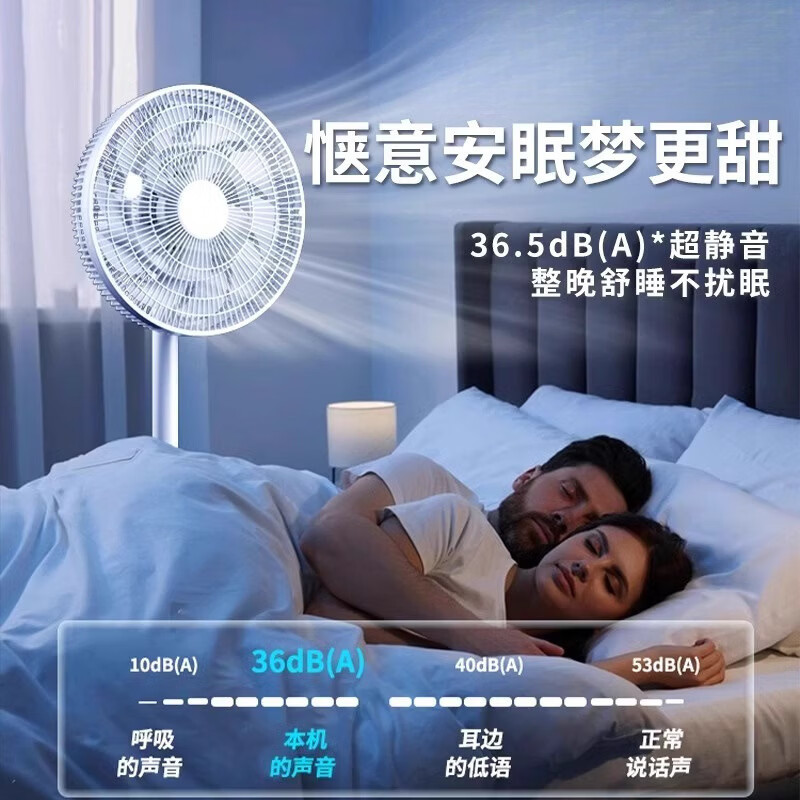 电风扇落地扇家用超静音新款大风力立式卧室小型能效电扇 豪华智能款带遥控丨智能摇头50倍涡流冷风降噪睡眠