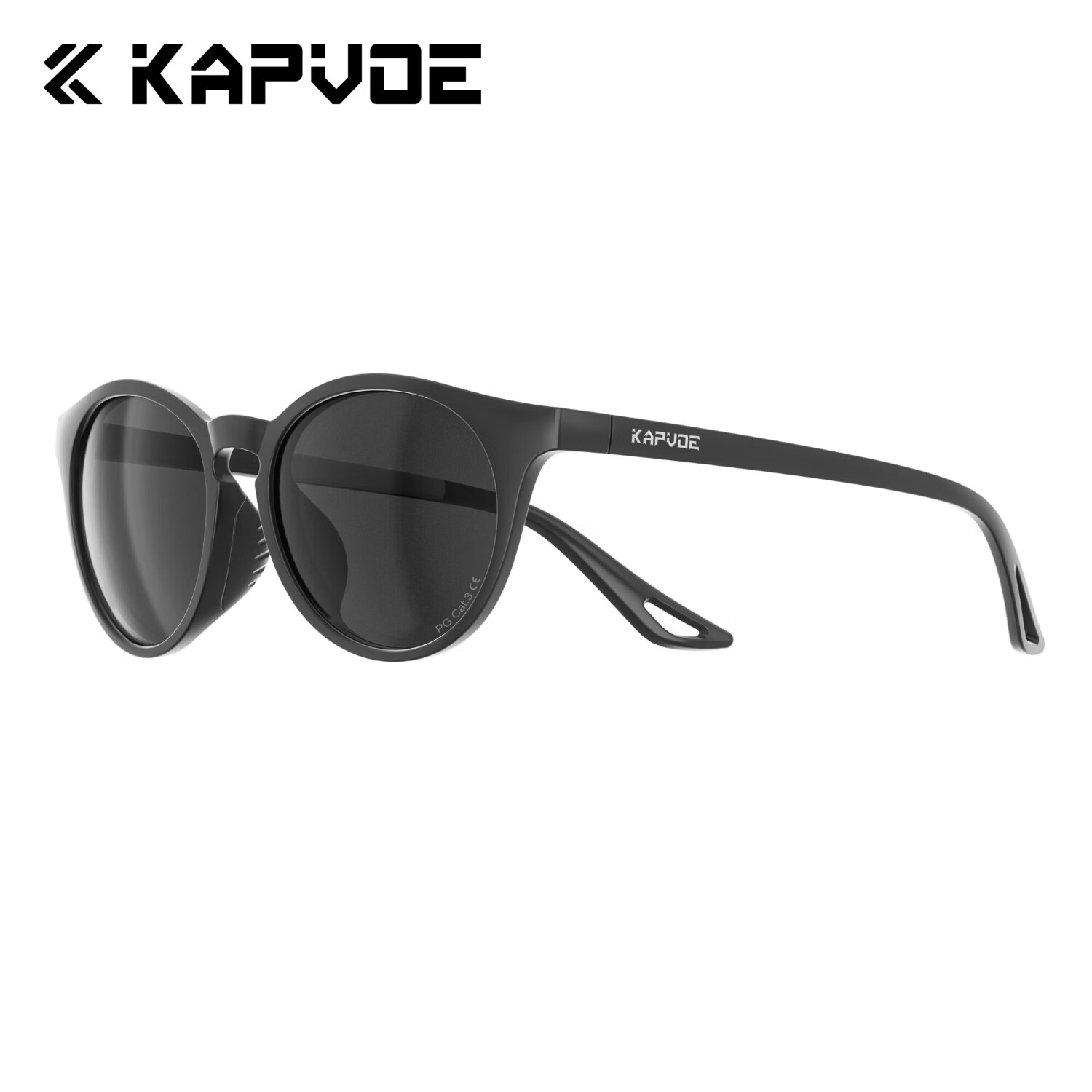 卡普沃（KAPVOE）青雀偏光运动眼镜户外骑行跑步登山徒步休闲防光墨镜 深邃黑色+幻夜黑框 偏光 防强眩光 无规格