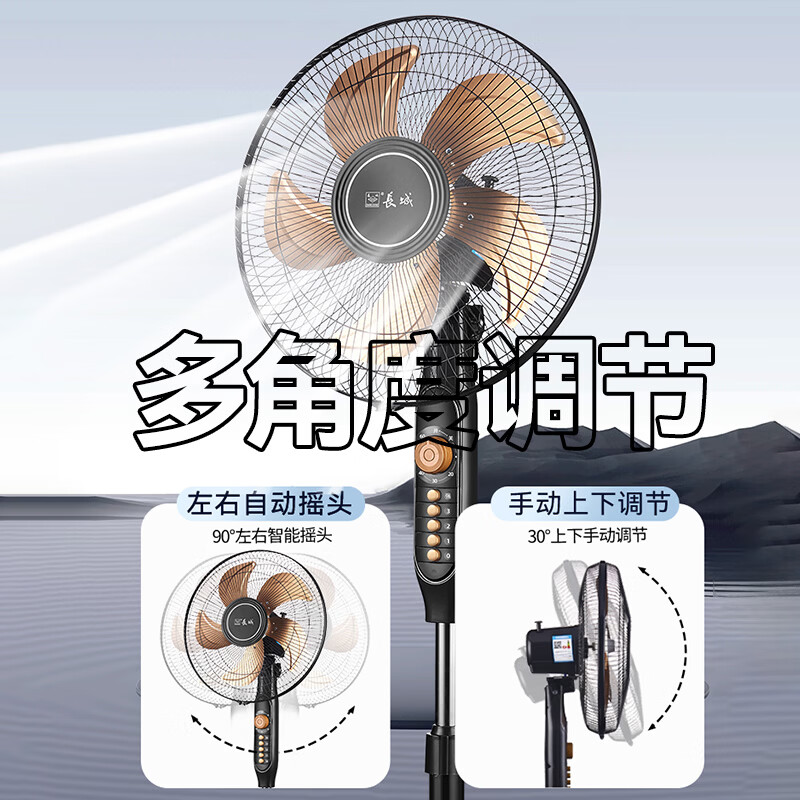 长城电风扇落地扇大风量办公室家用可拆洗电扇摇头轻音立式交流定频风扇落地 14寸铝叶+铜芯电机FS-35ii货号217L