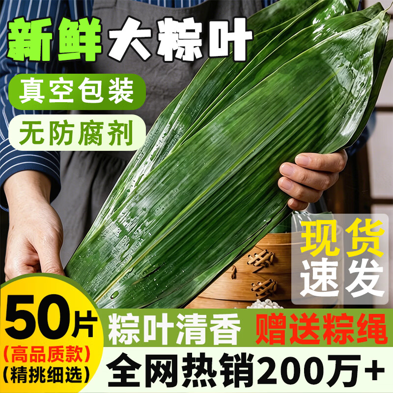 楼小咩粽子叶大号新鲜宽粽叶约50片端午节包粽子材料农家箬竹芦苇干货