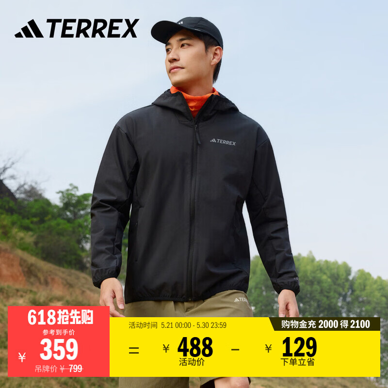 adidas拒水防风温暖户外加绒软壳衣男装阿迪达斯官方TERREX   黑色   XS