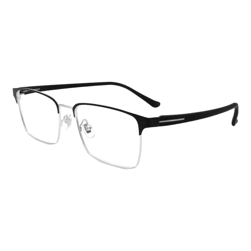 依视路（ESSILOR）男女款商务超轻镜框可配依视路镜片光学近视定制防蓝光平光眼镜 【新品】金属-眉框-2070SV-银色 镜框+依视路A4防蓝光1.60现片
