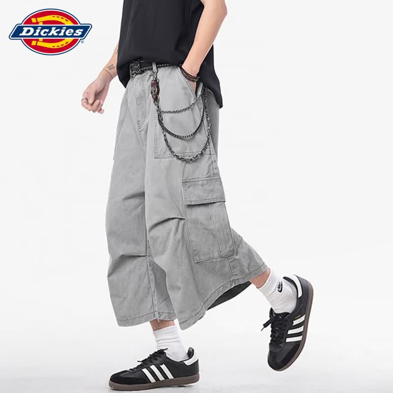 Dickies潮牌高街夏季新款美式工装休闲男复古潮流多口袋褶皱七分裤子装 灰色 【官方正品】 M 【建议120-140斤】