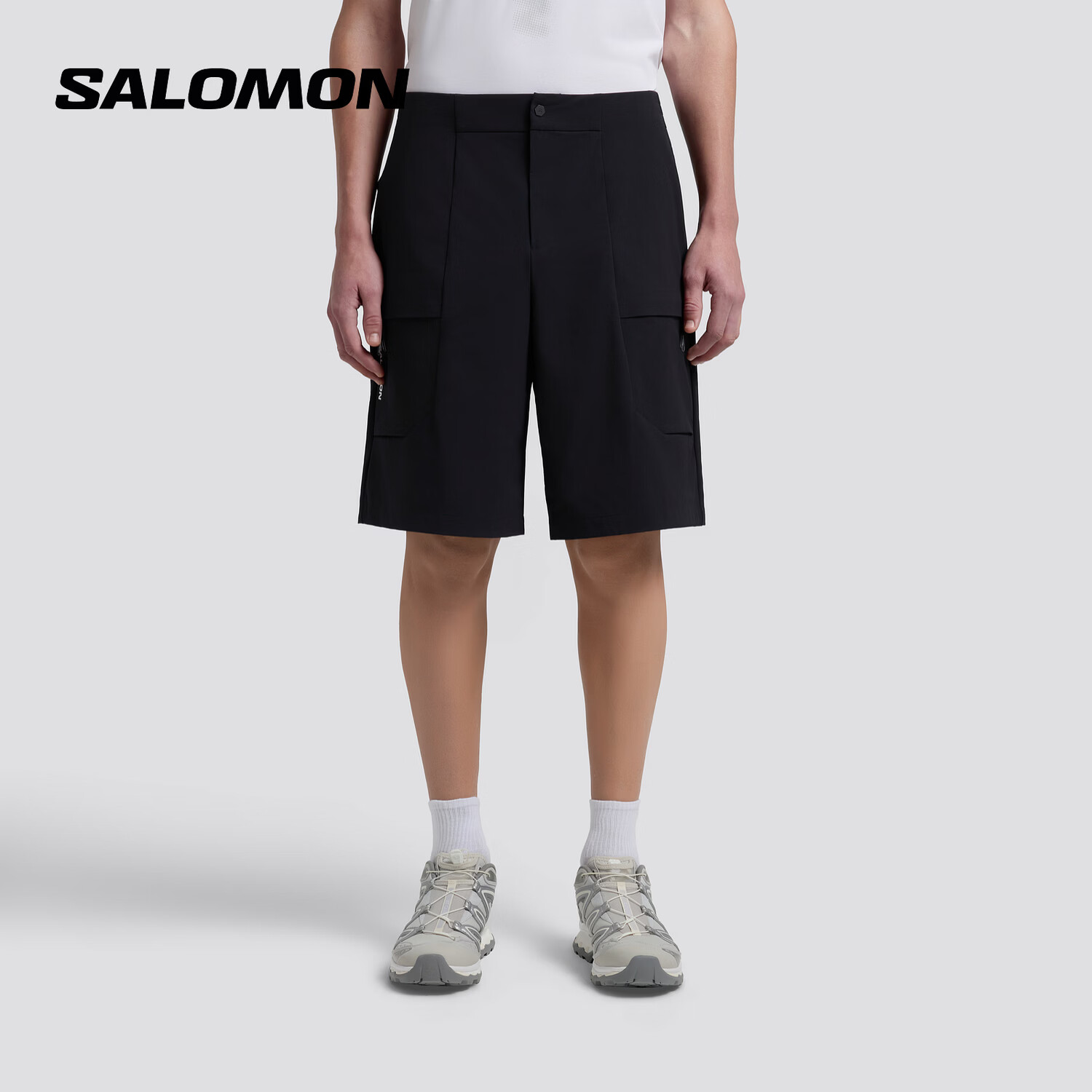 萨洛蒙（Salomon）男款 户外运动潮流休闲日常透气多口袋短裤 PL OD UV SHORT 深黑色 D00050 L 175/82A