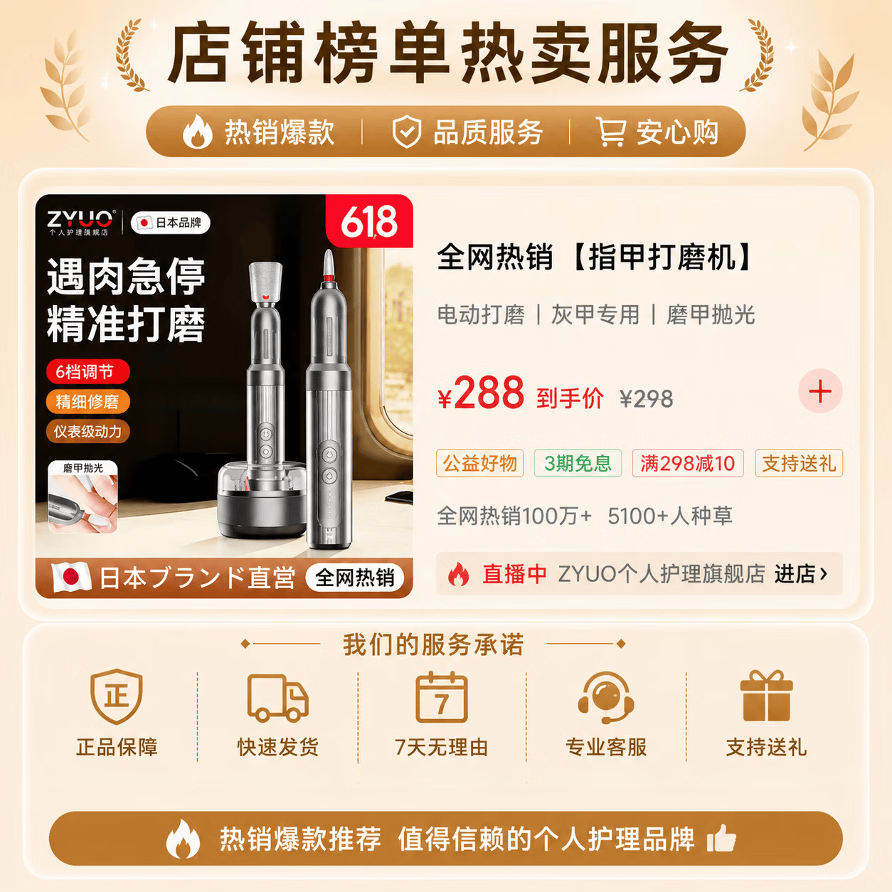 ZYUO日本品牌灰指甲打磨机器电动磨甲器硬脚趾甲修甲美甲专用工具锉刀 璀璨银 【自由换挡  数显清新 】 磨甲抛光 一次解决
