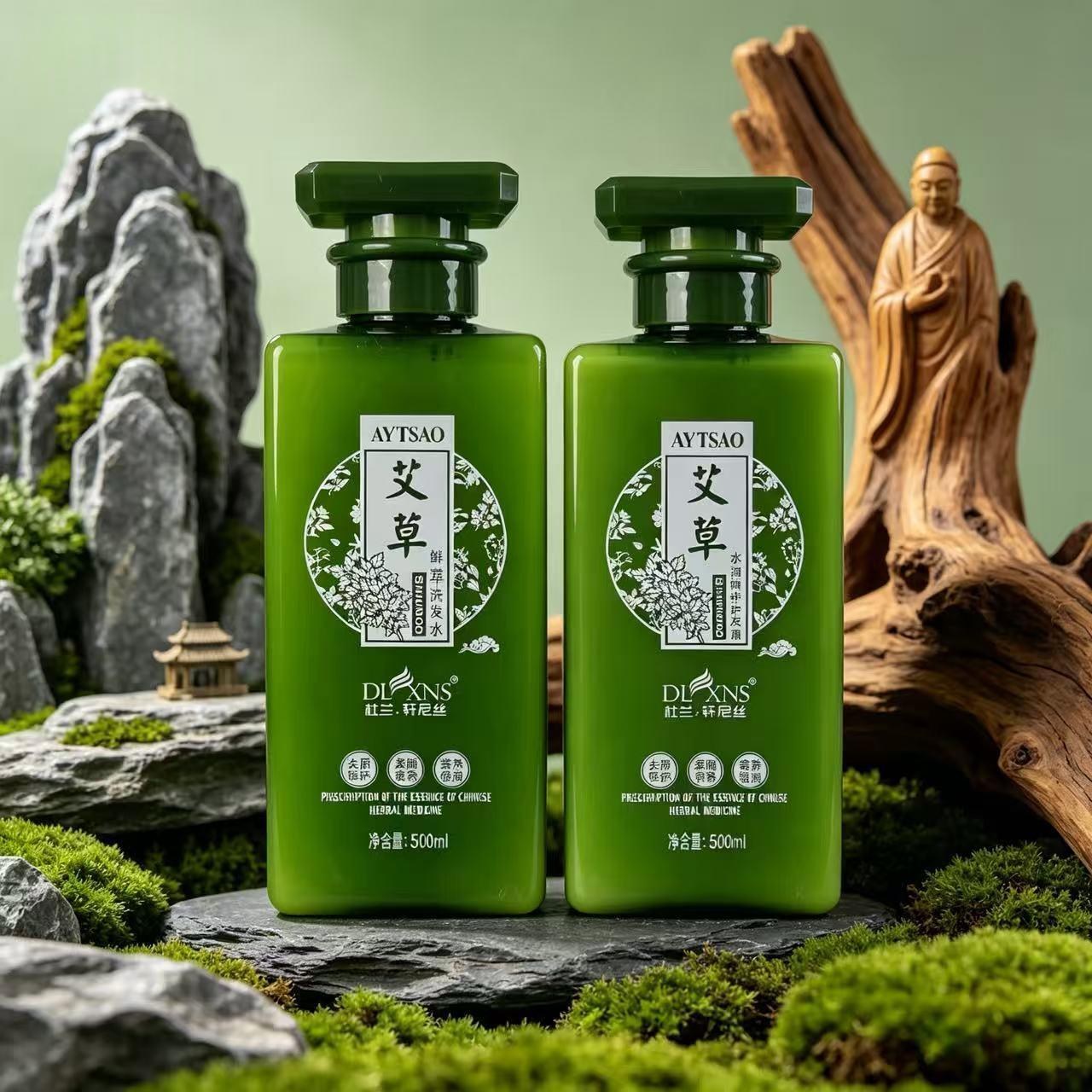 杜兰轩尼丝A艾草沐浴露洗发水去屑止痒艾叶天然草本植物去头屑控油改善毛躁 艾草鲜萃洗发水500ML
