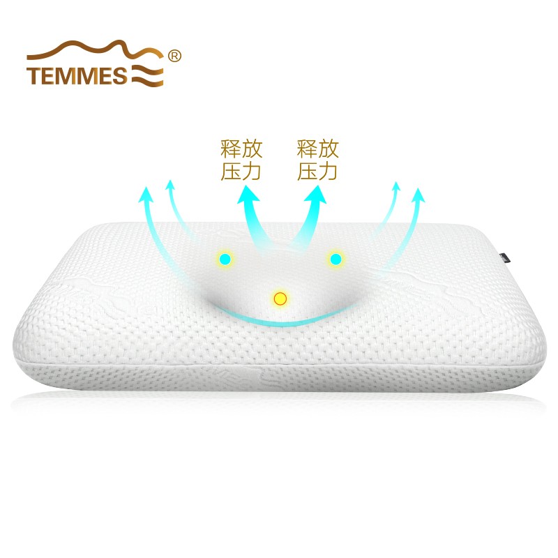 TEMMES 丹麦泰梅斯 枕头颈椎枕睡眠慢回弹睡觉专用记忆棉枕头芯 莱赛尔舒柔肌感枕套 单只 软弹释压芯材