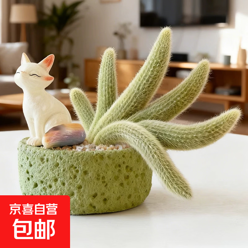 九尾狐多肉植物长白软毛老桩精品盆栽摆件好养绿植仙人掌科 1颗九尾狐8-10厘米【根部带原土发货+送肥料】