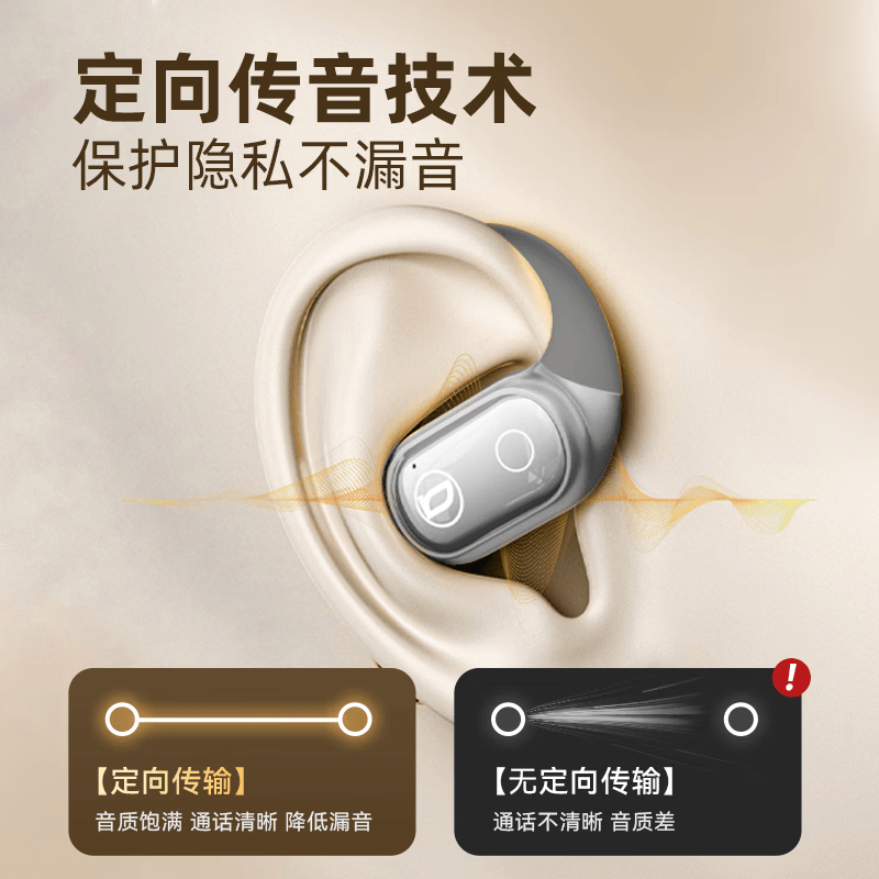 BACHJOHANN【2026新款 】德国巴赫开放式挂耳蓝牙耳机通话降噪户外运动跑步骨传导无线耳机适用华为苹果 风迹伯爵灰 轻跃版｜【羽感贴耳｜AI同声传译｜四麦通话】