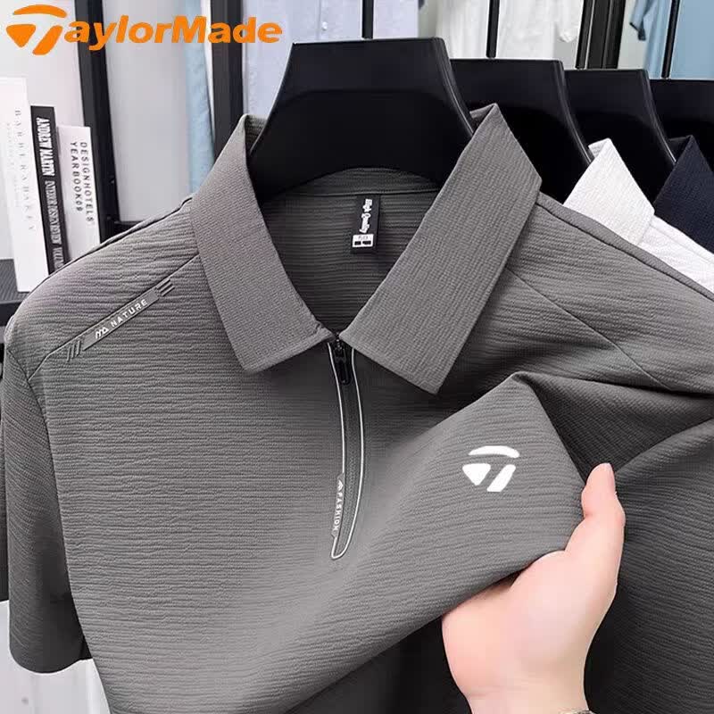 Taylormade泰勒梅高尔夫男士polo衫夏季冰丝短袖休闲冰丝速干t恤 深灰色 薄款 4XL 建议190-210斤