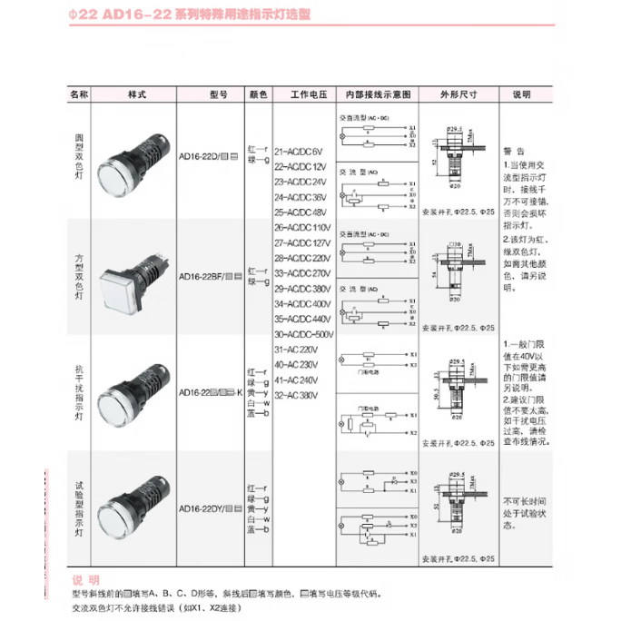 APT电源信号灯方形单双色指示灯AD16-22BF/rg31现 rg-红绿双色/现货 红色 23-AC/DC24V