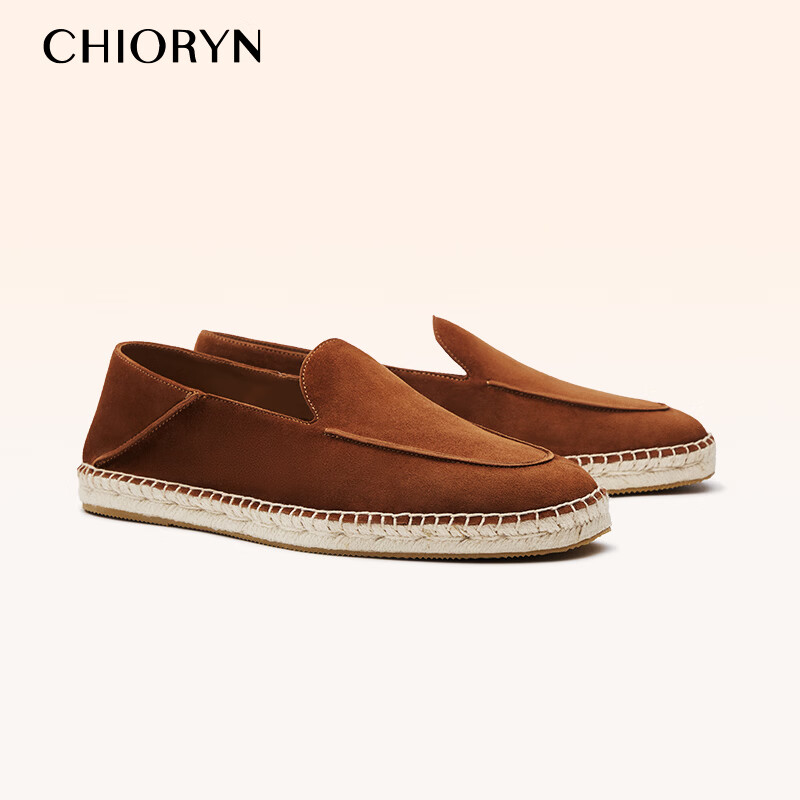 CHIORYN【翻毛小羊皮】青润渔夫鞋男透气一脚蹬乐福鞋软底豆豆鞋 金棕色H0501-1 38  同运动鞋39码数