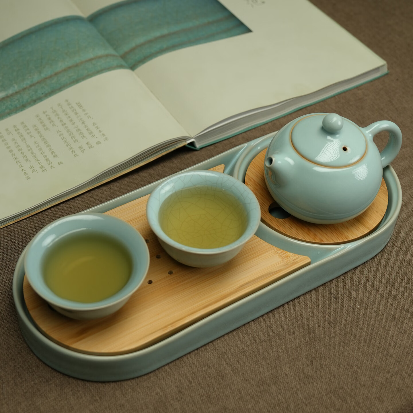 汝誉天下汝窑茶具茶杯茶壶主人杯压手杯汝州汝瓷天青色冰裂功夫茶具礼盒装 【爆款】西施一壶二杯220ml