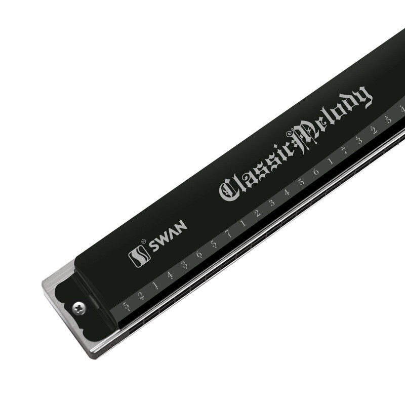 天鹅口琴24孔成人儿童学生初学者男女业演奏口风琴乐器 亮光黑【自学