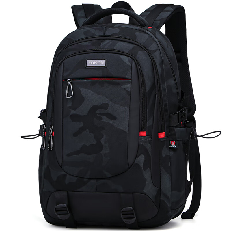 Edison高中生书包大容量初中大学生防泼水双肩包旅行背包K052-9G迷彩黑怎么样,好用不?