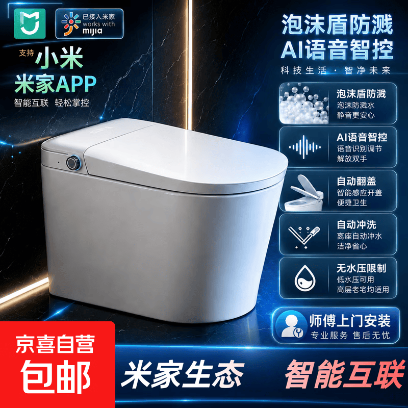 接入小米米家APP智能马桶全自动AI语音静音上门安装一体机坐便器 泡泡盾【马桶配件/非马桶】 305/300mm 【上门包安装】
