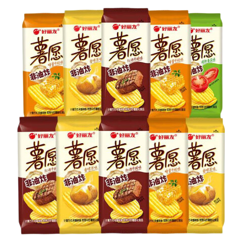 好丽友（ORION）薯愿薯片零食成人儿童休闲零食非油炸膨化食品宿舍办公室小零食 【随机口味】35.8g*10