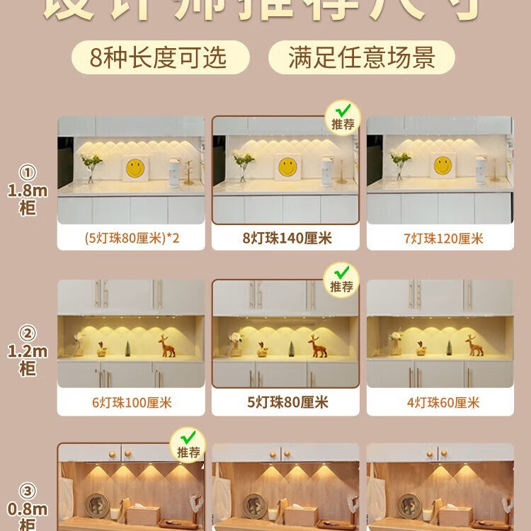 大头人创意人体感应灯猫眼山丘波纹灯条led充电玄关酒柜橱柜灯带 30cm【无需打孔、赠Type-C线】 LED