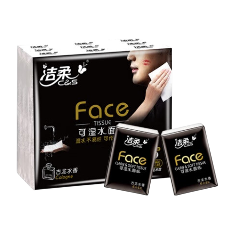 洁柔手帕纸face古龙香可湿水4层6片面巾纸小包餐巾纸出行旅游必备 4层 6片*18包 【1条装】