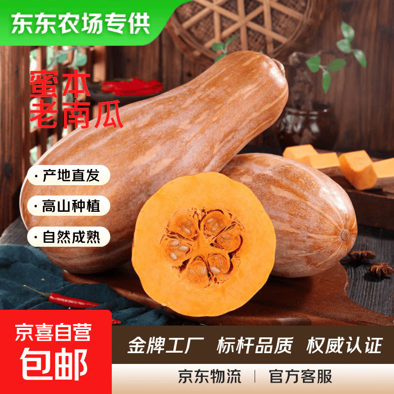 【东东农场专供】云南高原蜜本南瓜甜糯老南瓜新鲜应季蔬菜 【商超品质装】 9斤 带箱
