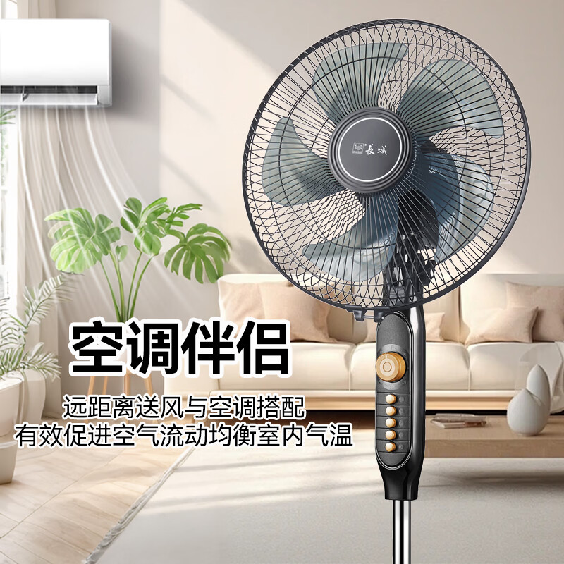 长城电风扇落地扇大风量办公室家用可拆洗电扇摇头轻音立式交流定频风扇落地  14寸定时摇头（FS-35ii货号217）