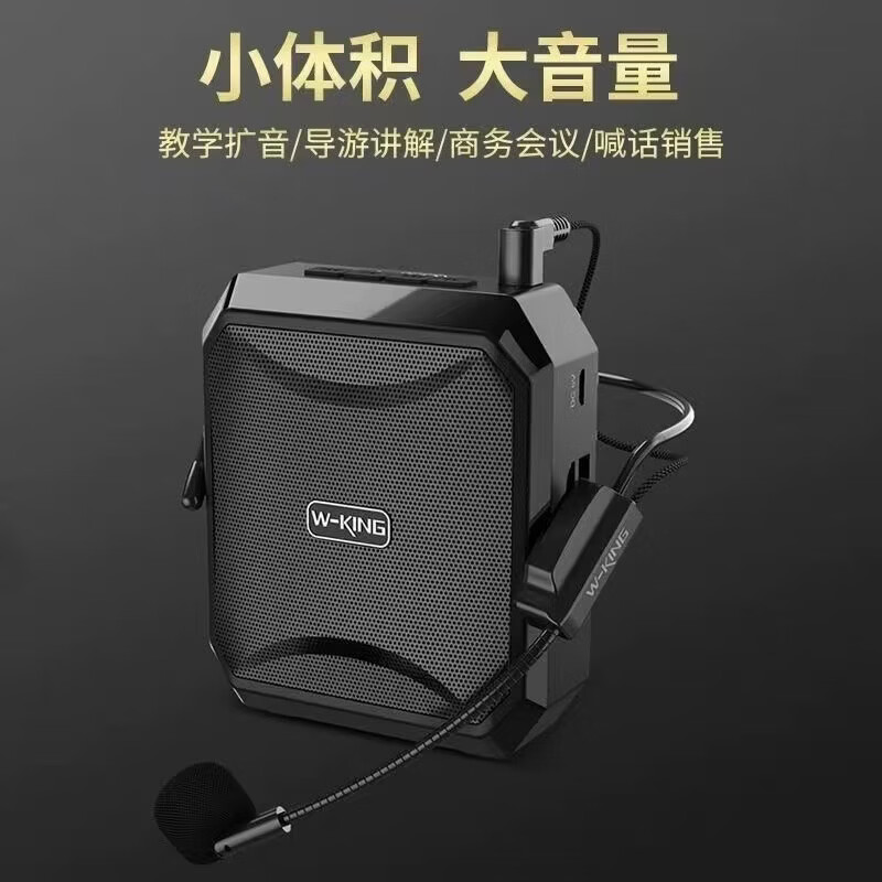 维尔晶(W-King)KS01户外大功率腰挂扩音器 教师导游专用有线简易便携式插卡优盘小蜜蜂 白色款扩音器+有线耳麦