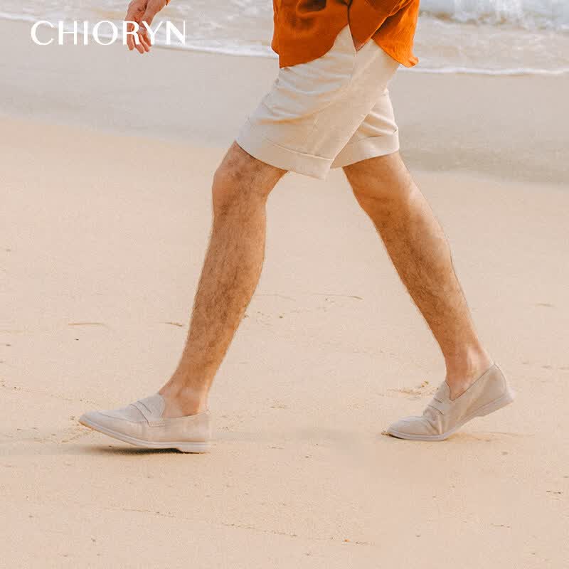 CHIORYN【小羊皮】青润LP一脚蹬乐福鞋男软底休闲皮鞋summerwalk 丁香灰A5-1 41